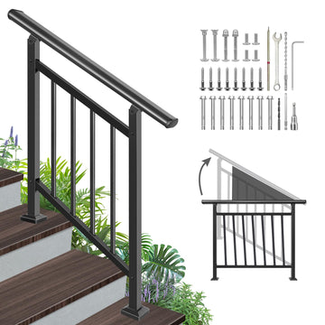 Adjustable Hand Rails for Outdoor Steps, 3‐Step Stair Railing Kit