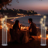 2 Pcs 5 Arm 46.4 x 8.7 Inch Acrylic Candelabra Centerpieces Holder Large Acrylic Candle Holder for Ceremony Floor