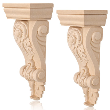 2 Pcs Vintage Wood Corbels, Royal Model, 8.7 × 4 × 2.4 Inch