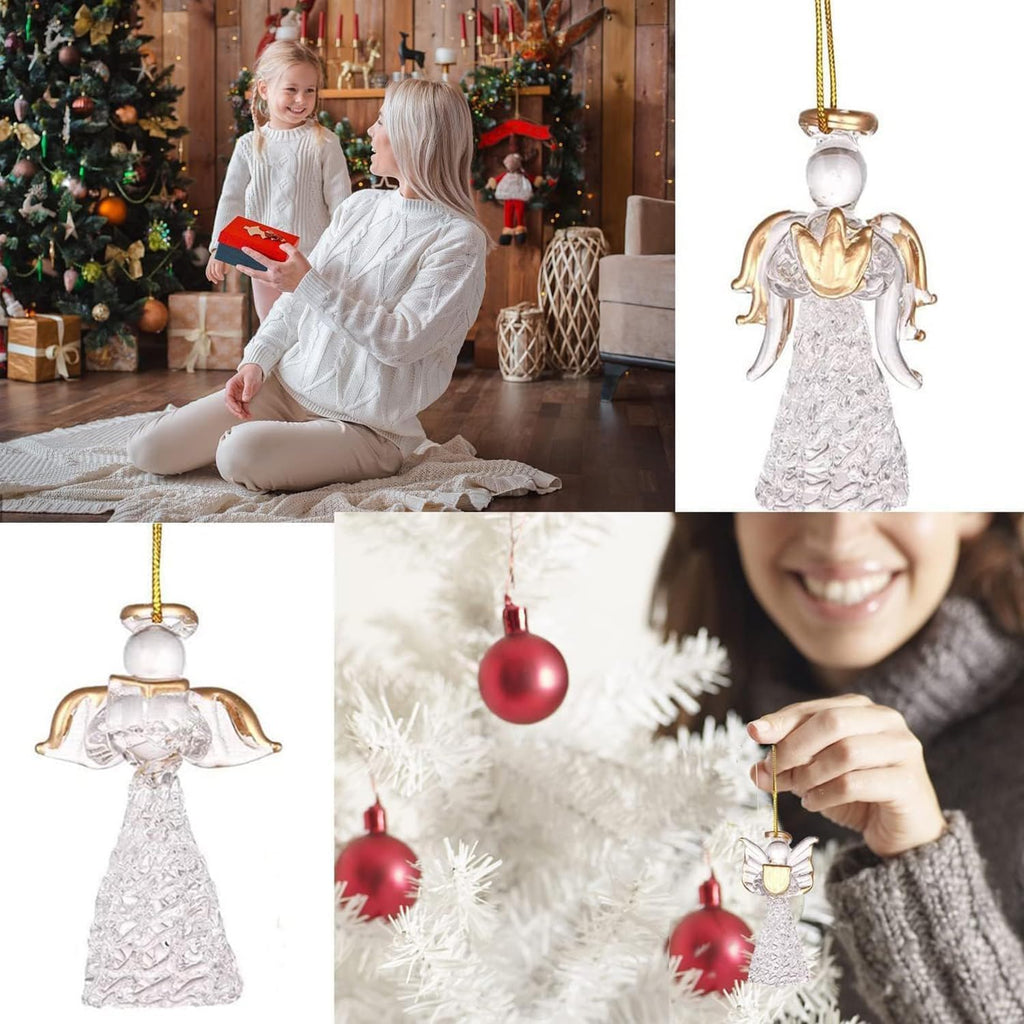 Christmas Angel Ornaments Set, Crystal Ornaments - Set of 12