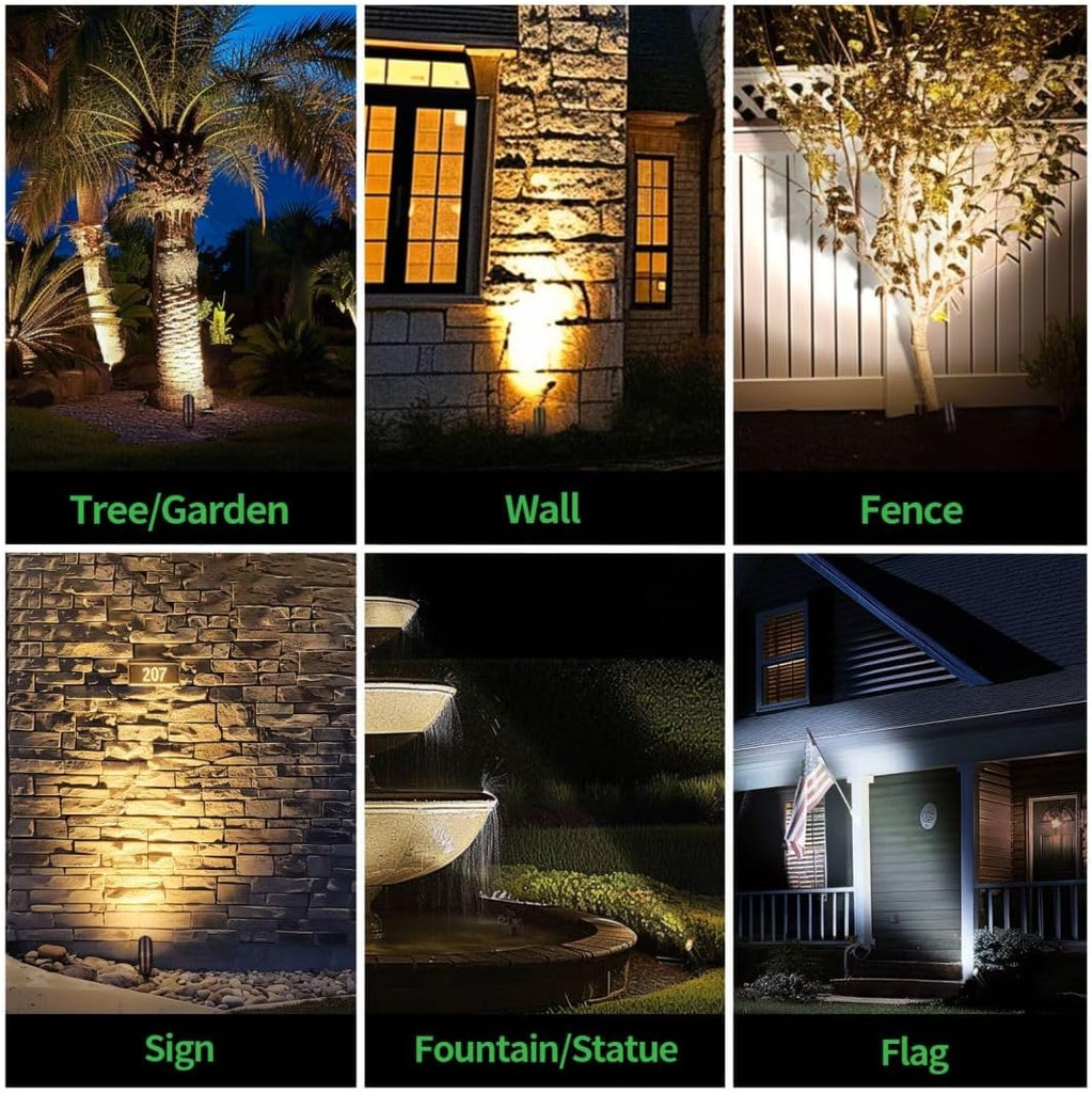 LED Spotlight, 3000K/4000K/5000K Adjustable Color Temperature Waterproof Outdoor Landscape Uplight, 12V AC/DC Wired
