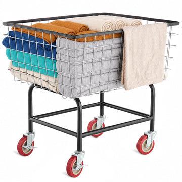 Wire Laundry Cart 2.8 Bushel Wire Laundry Basket with Wheels