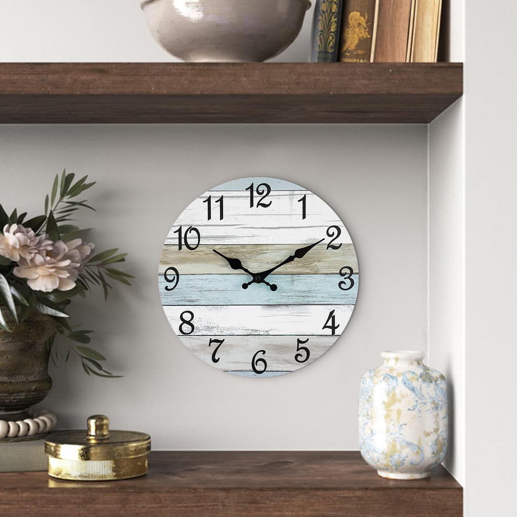 Wall Clock 14" Battery Operated Silent Non-Ticking Coastal Beach