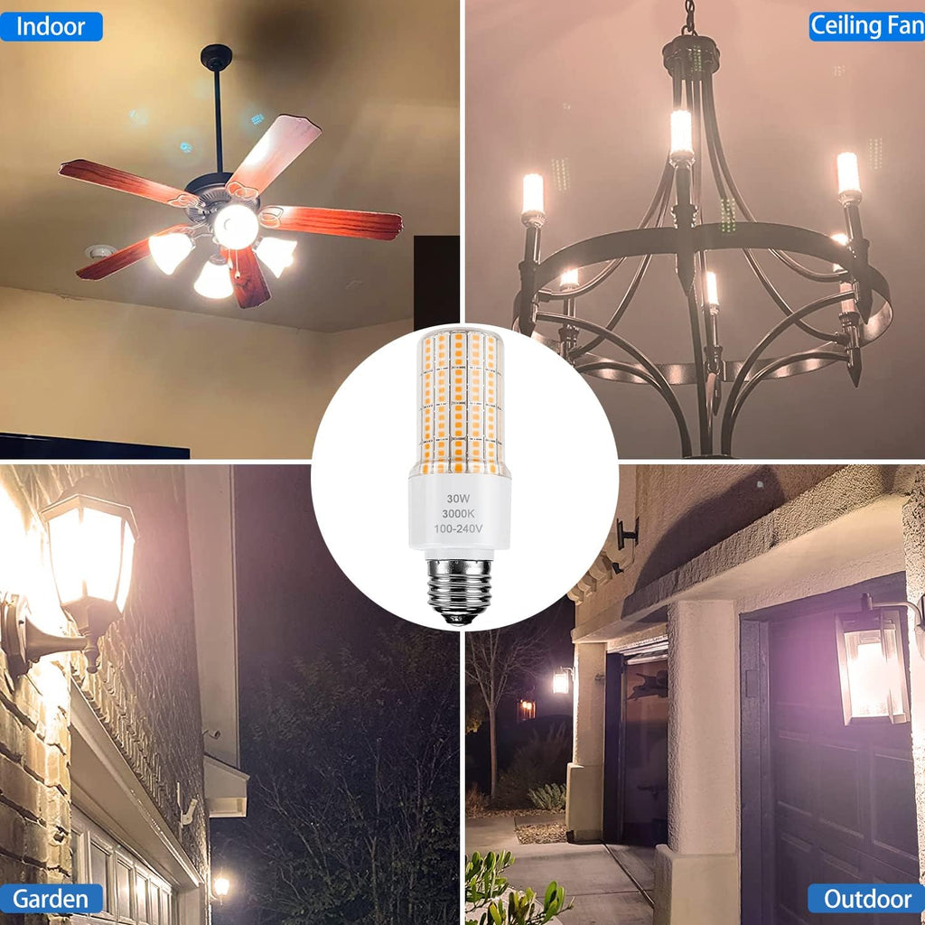 Led Light Bulb Equivalent 250w 2pcs Super Bright Led Bulbs, 3750 Lumen 3000k Warm Daylight White 30w Waterproof Led