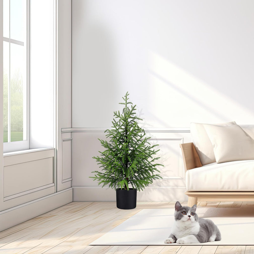 3FT Artificial Norfolk Pine Potted Christmas Tree, Unlit
