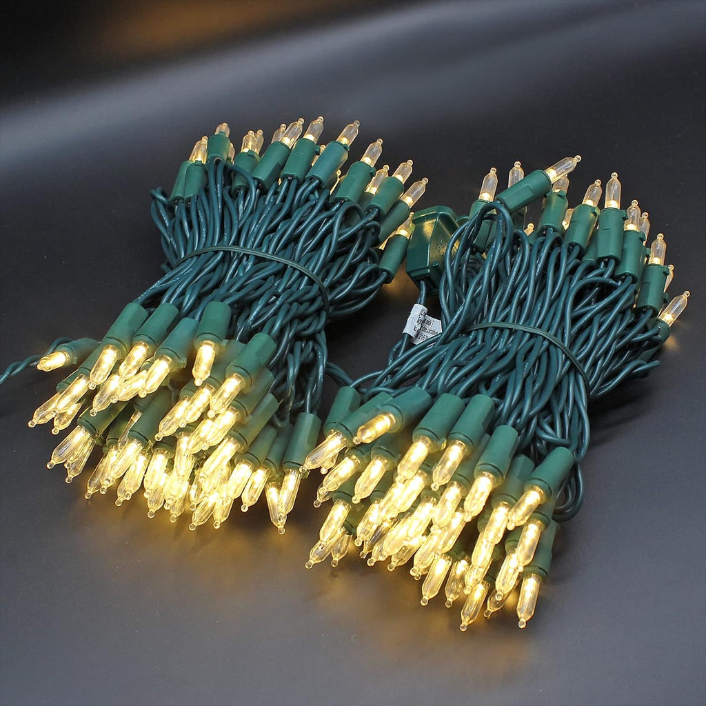 150 LED Warm White Christmas String Lights, 50 FT Green Wire, UL Certified Connectable, Xmas Lights Outdoor or Indoor