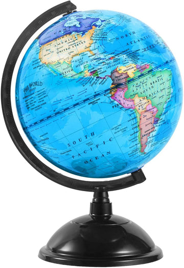 8 Inch World Globe with Stand Rotating Earth Spinning Globe for Kids Geography Classroom Education or Decorations