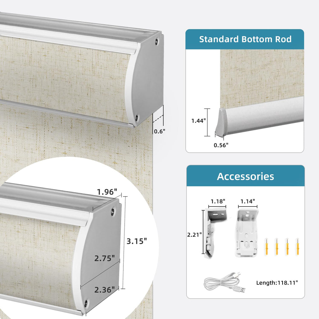 Motorized Light Filtering Roller Shades 70% Blackout Linen Sand