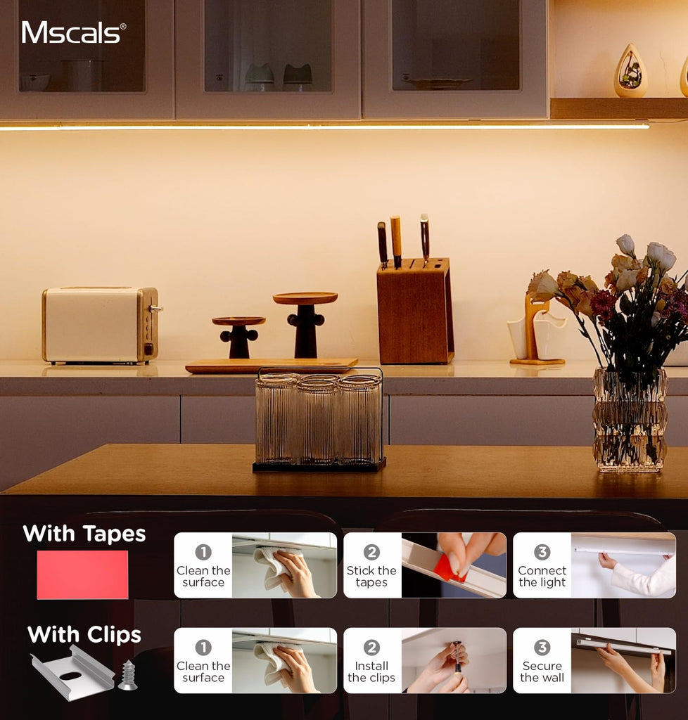 Under Cabinet Lighting Plug in, Linkable AC120V Super Bright 3CCT 3000/4000/5000K Ultra Slim Dimmable LED Counter