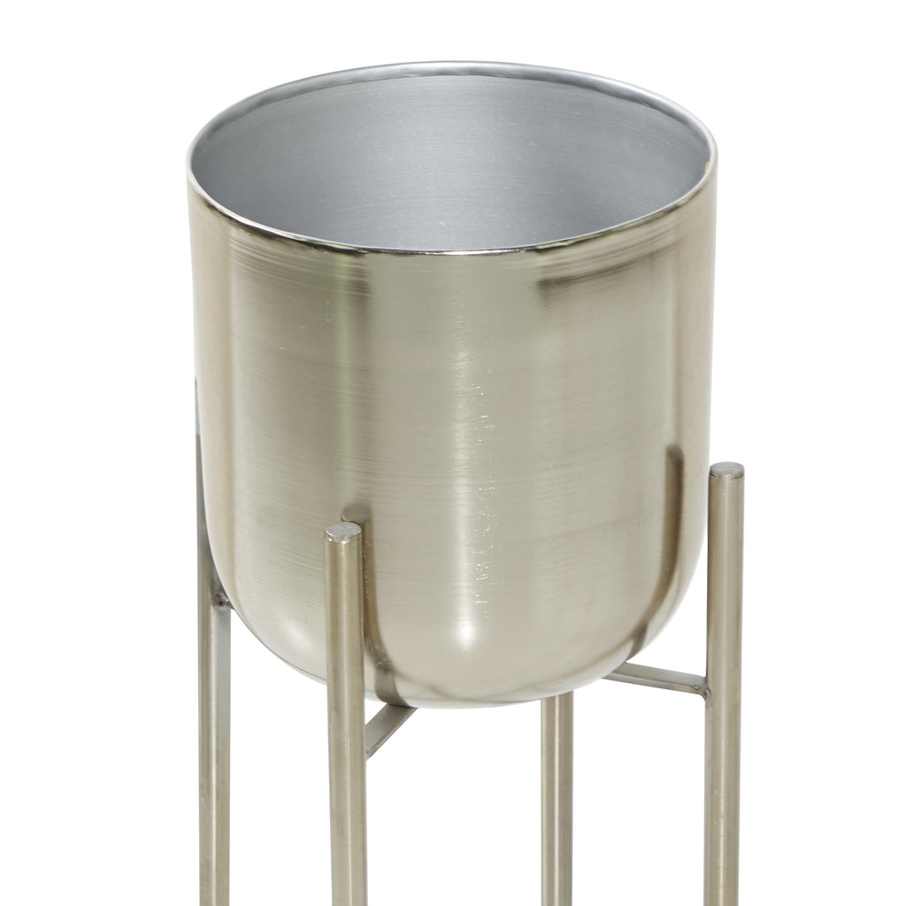 Metal Dome Planters, Set of 2, Silver