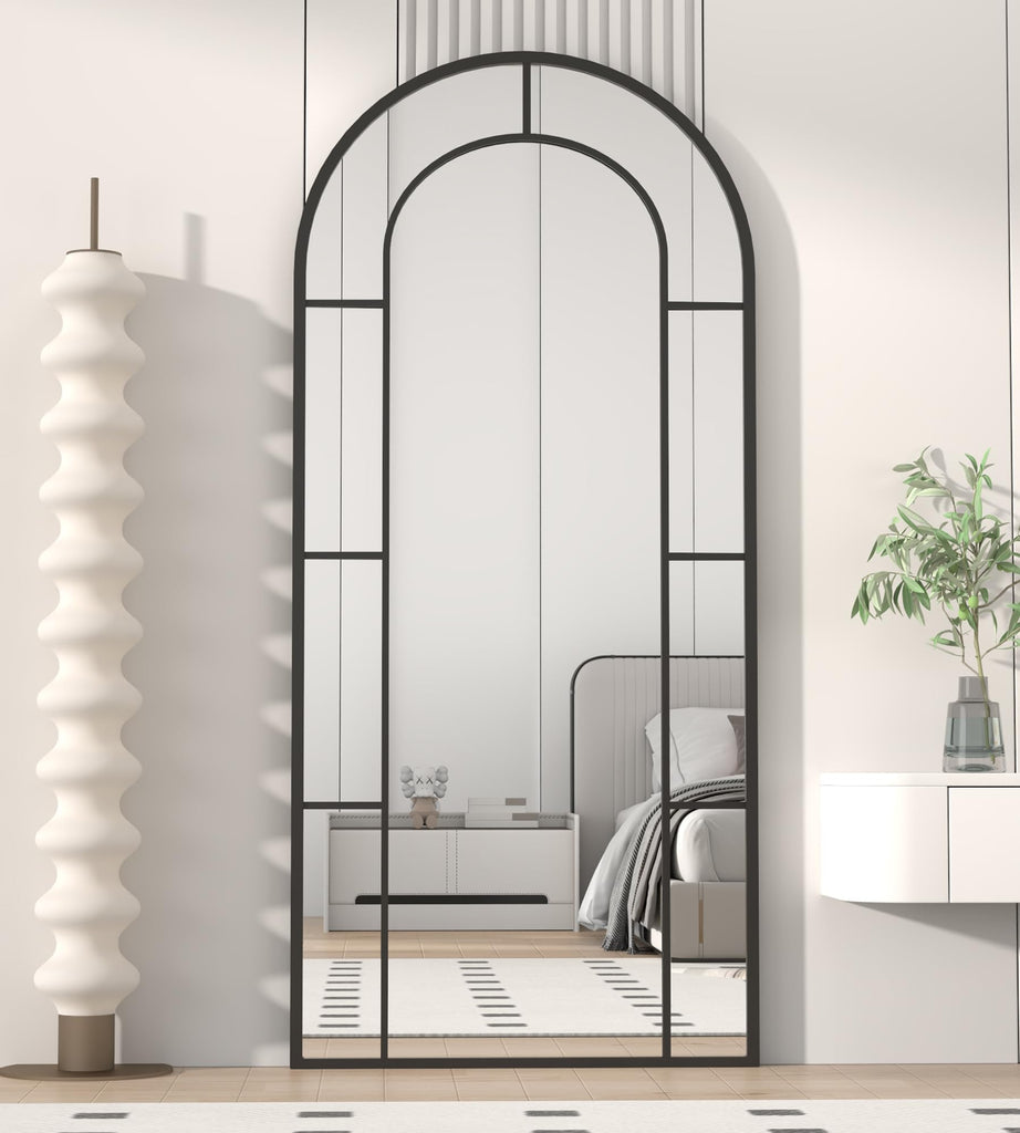 Full Length Mirror, 71"x32" Oversize Body Windowpane Mirror (Black)