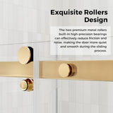 56-60.in W x 72.in H Frameless Shower Door, Water Repellent Gold Shower Door with SGCC Clear Tempered Glass