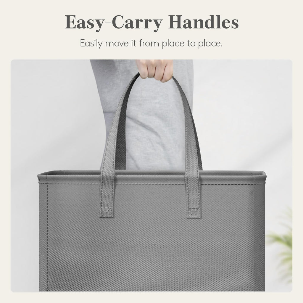 Slim Collapsible Laundry Basket with Handles, 65L, Grey