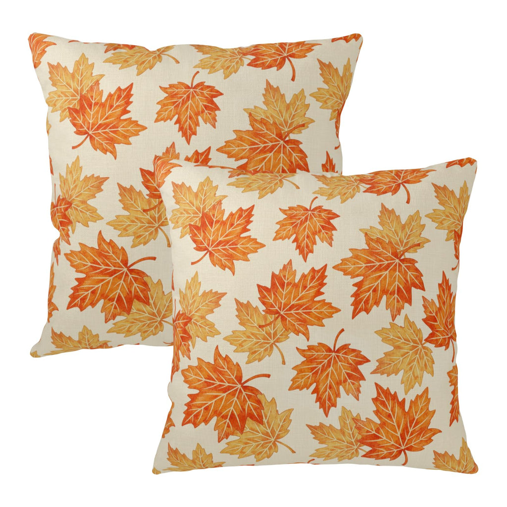 Fall Pillow Covers 20x20 Inch Orange Maple Leaf Decorative Throw Pillow Covers Set of 2 Autumn Thanksgiving Harvest