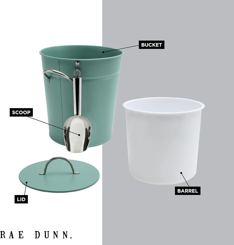 Ice Bucket with Scoop - Stainless Steel Bucket with Handle, Lid and Ice Scooper - 4 Qt. Storage Bin for Ice Cubes
