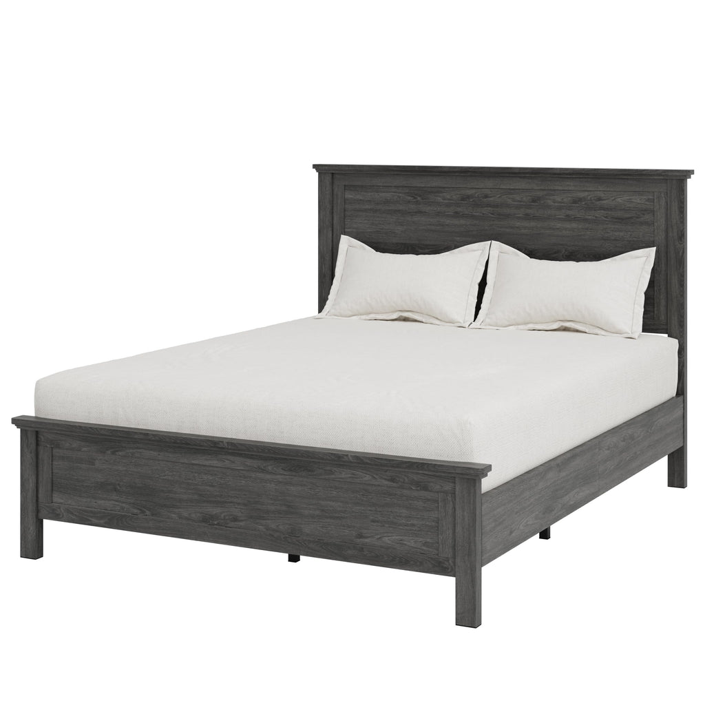 Farmhouse Platform Bed Frame with Headboard, Gray