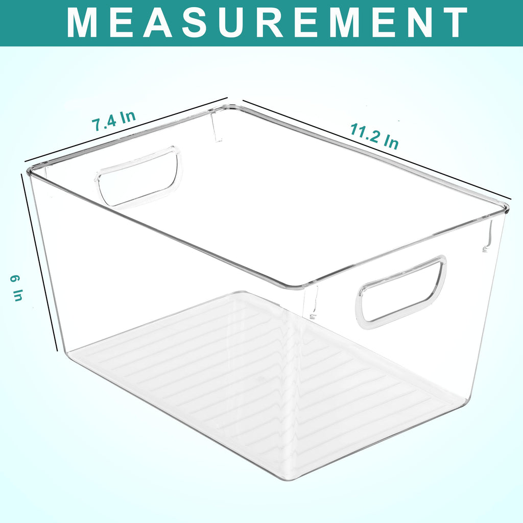 Pantry Organizers and Storage Bins, 6 Pack, Large, Clear