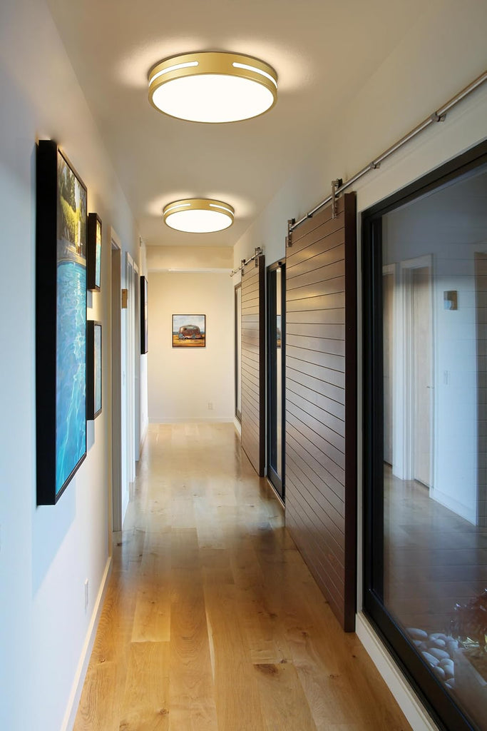Modern Brushed Gold Flush Mount Ceiling Light Mid-Century LED Ceiling Light Bedroom Light Fixture Minimalist Ceiling
