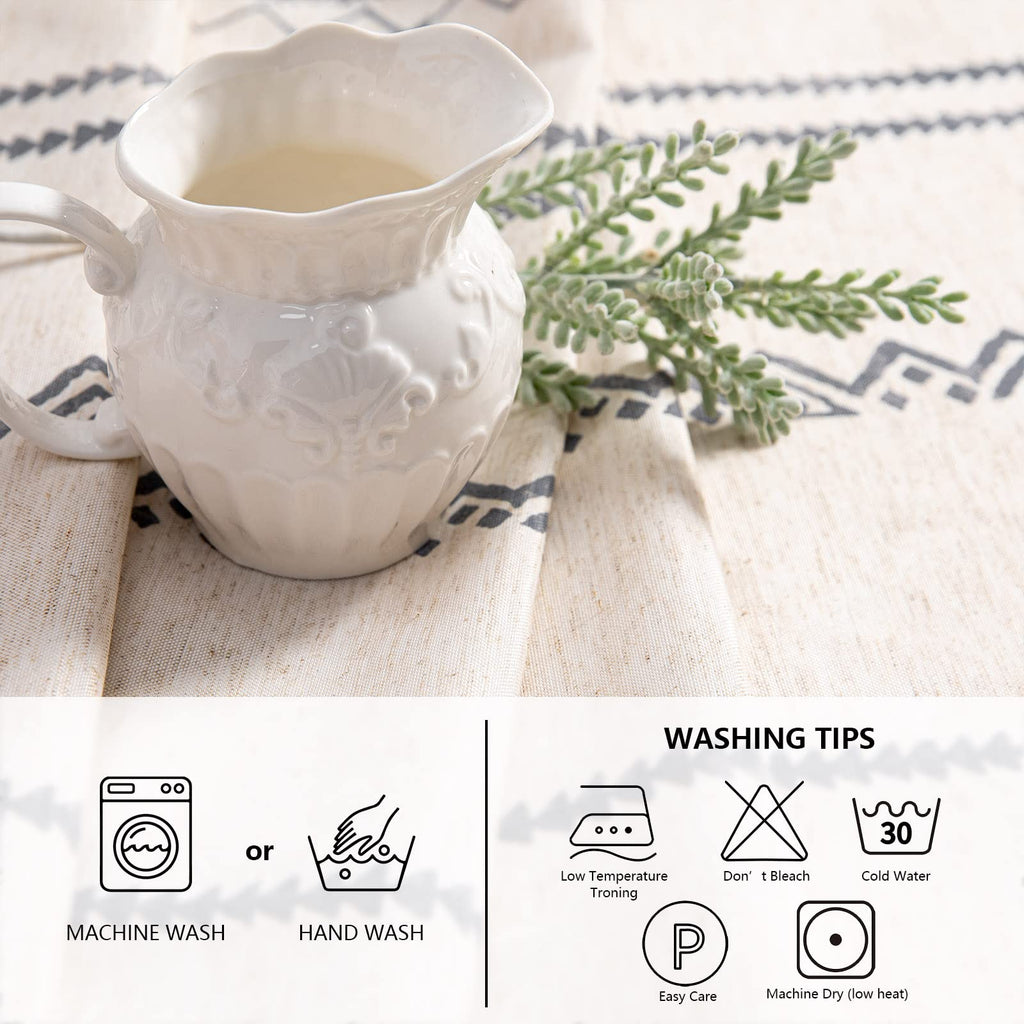 Boho Rectangle Tablecloth 60x84 in, Grey Waterproof Tablecloth