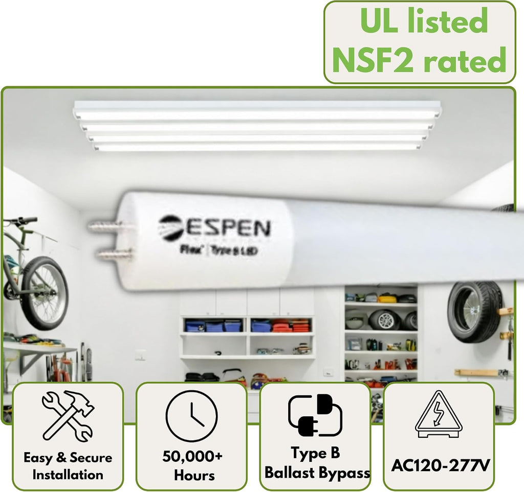 2FT T8 LED Tube Light 9W 1100 Lumens, Type B Ballast Bypass, Flex Single-End Powered, 0-10V Dimmable