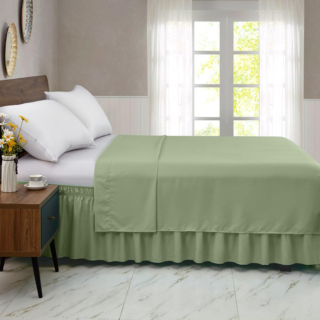Queen Bed Skirt, Elastic Wrap Around Bed Skirt Queen Size, Bed Skirts for Adjustable Bed, Easy Fit with 15-Inch