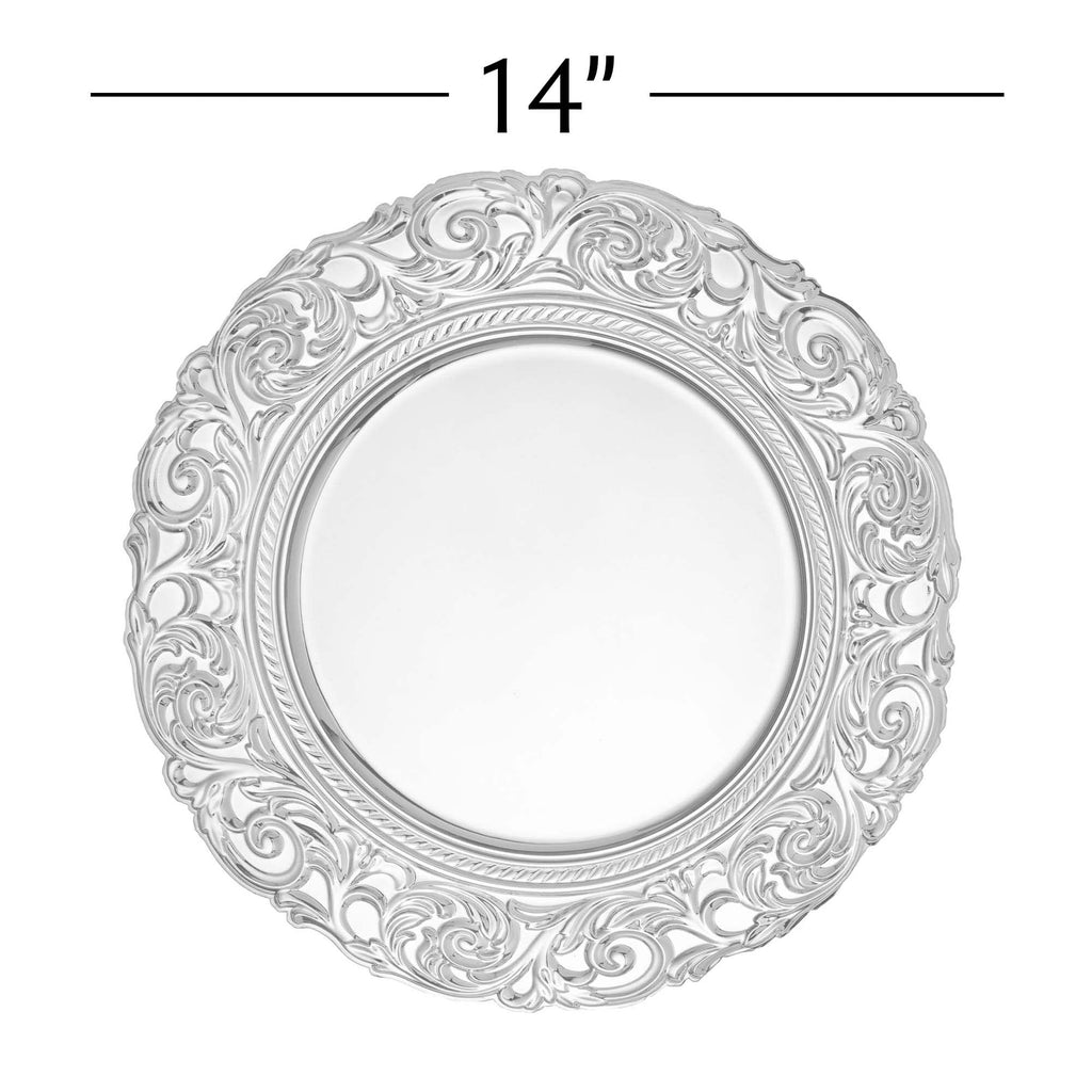 Baroque with Filigree Plastic Charger Plate | Service Plate for Parties, Dinner, Weddings, Quinceaneras and Events