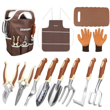 Brown Garden Tools Set 12-Piece, Gardening Gifts for Women Men