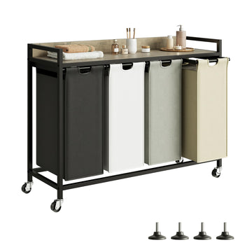 Laundry Hampers with Shelf, Laundry Basket 4 Section, 4 x 15.87 Gal