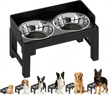 Elevated Dog Bowls for Medium and Large Dogs, Spill Proof Tiltable Dog Feeder with 2 Stainless Steel Bowls, 6 Height
