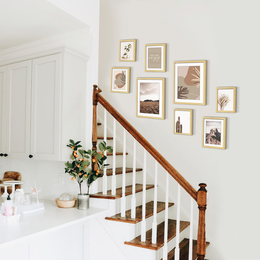 Gallery Wall Frame Set, 8 Pack Neutral Wall Decor, Beige, Large