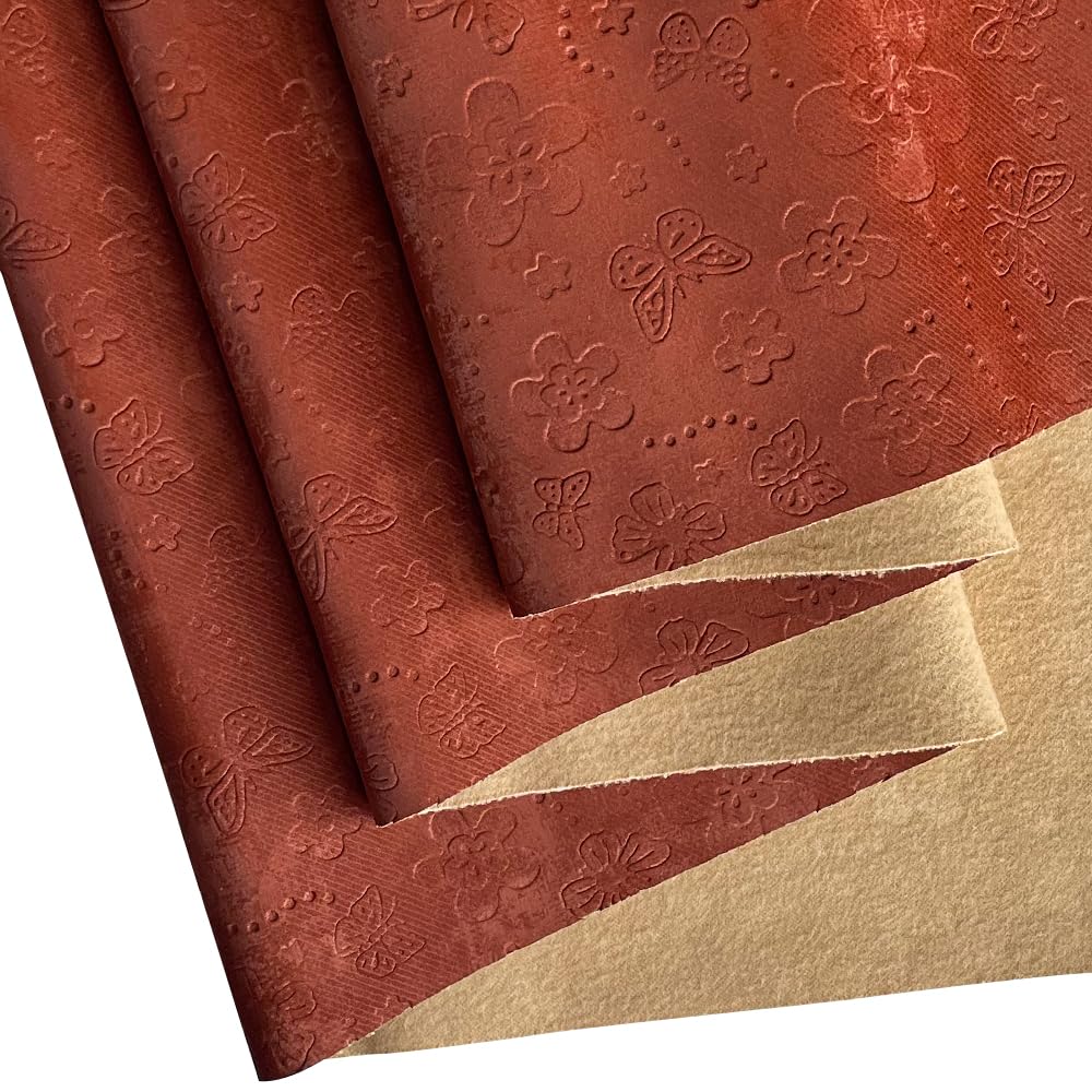 Soft Flower Faux Leather Fabric by The Yard, Embossed Velvet Touch Home Upholstery Fabric DIY Projects Accessories