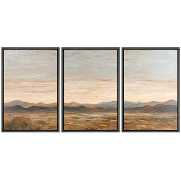 Framed Wall Art Print Set Warm Desert Mountain Landscape Illustrations Modern Art Boho Decorative Colorful Chic