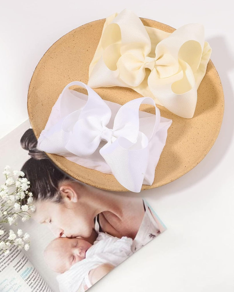 Baby Girl Headbands Colorful Ribbon Bows with Nylon Headbands