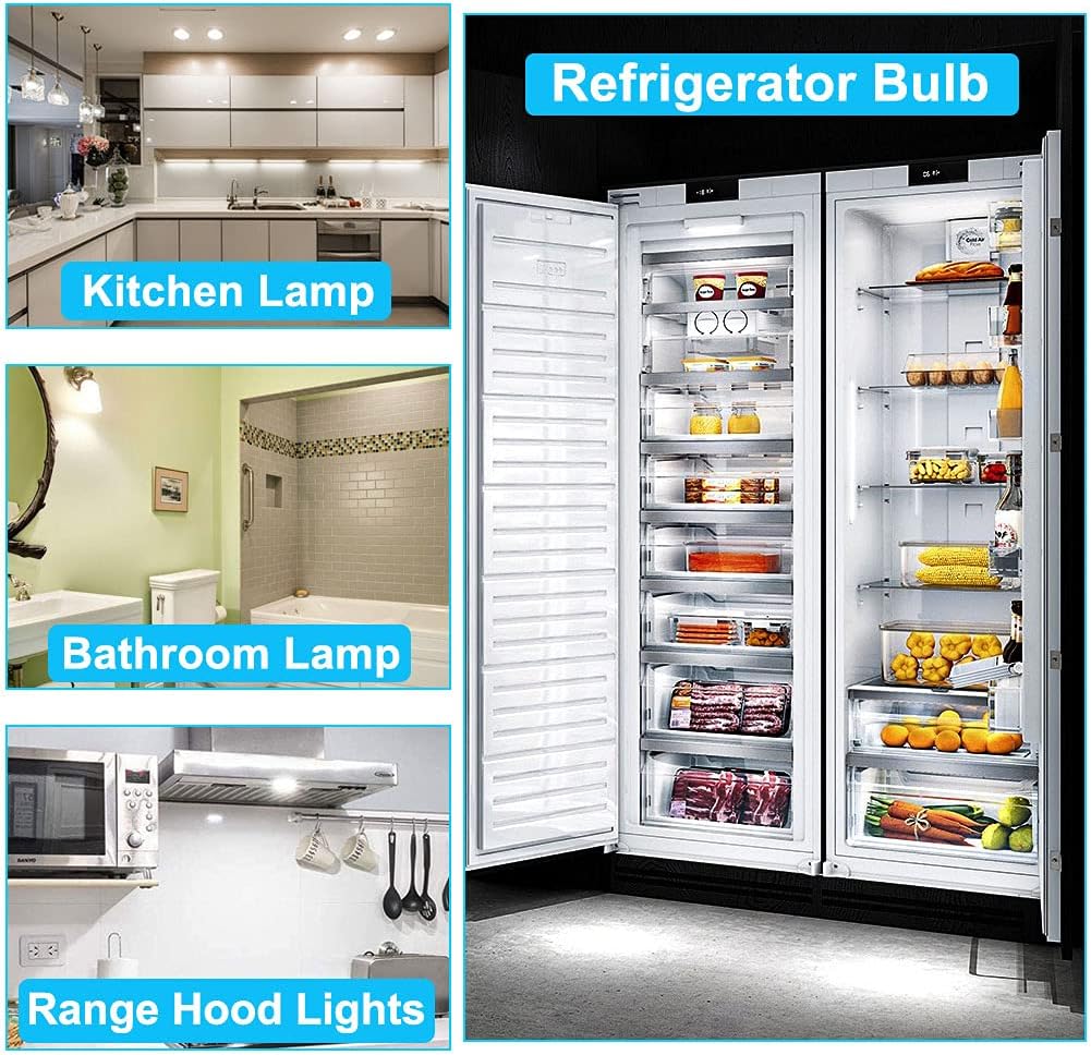 Frigidaire Freezer Light Bulb Replacement E17 Intermediate Base Compatible with Kenmore Refrigerator Replace