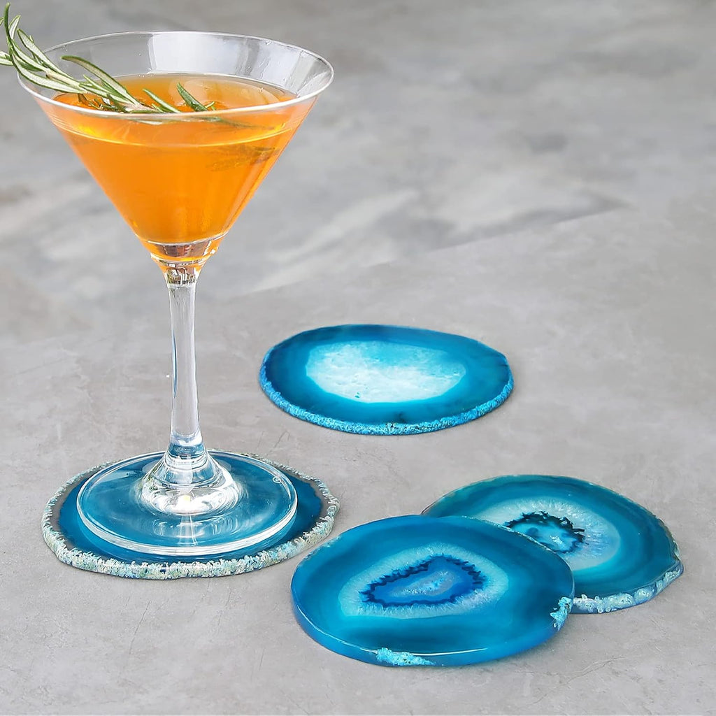 Blue Agate Coaster for Coffee Table - Set of 4