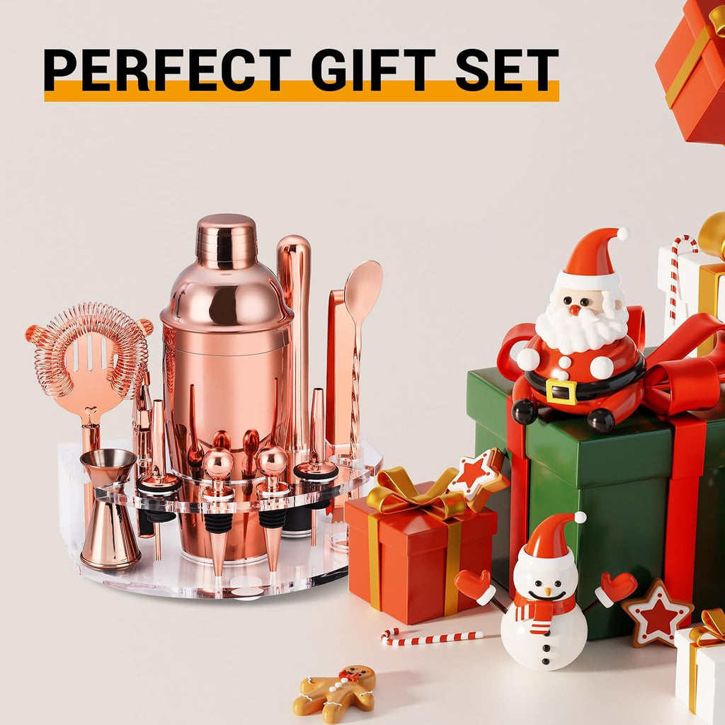 Bartender Kit Cocktail Shaker Set, Stainless Steel Cocktail Kit with Bar Accessories, 25oz Shaker Bar Set - Set of 12