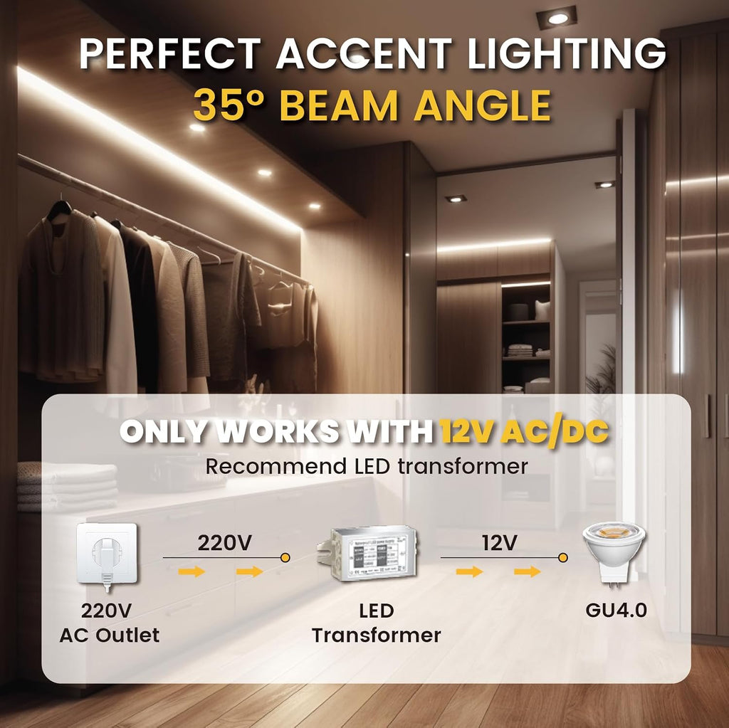 MR11 LED Bulb 3W 12V AC/DC Low Voltage Led Landscape Light Bulbs GU4 Bi-pin Non-Dimmable LED Spotlight Bulb Warm