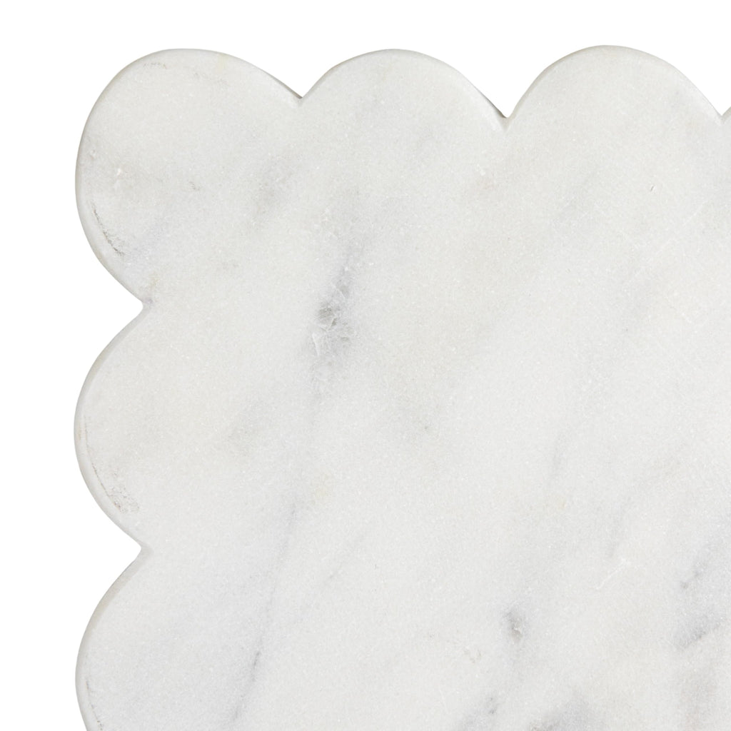Marble Cheese Board with Scalloped Edge, White