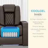 Diamante Zero-Gravity CoolZero Italian Leather Home Theater Seating, Power Headrest, Power Recline, Row of 2 Loveseat