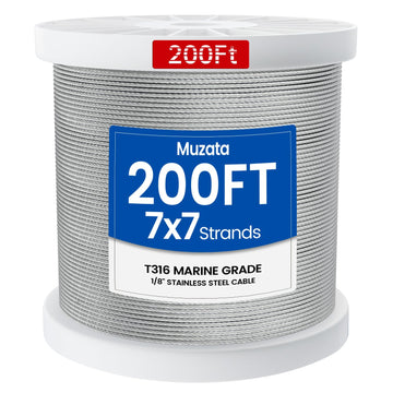200ft 1/8" T316 Stainless Steel Cable Railing Wire Rope WR02