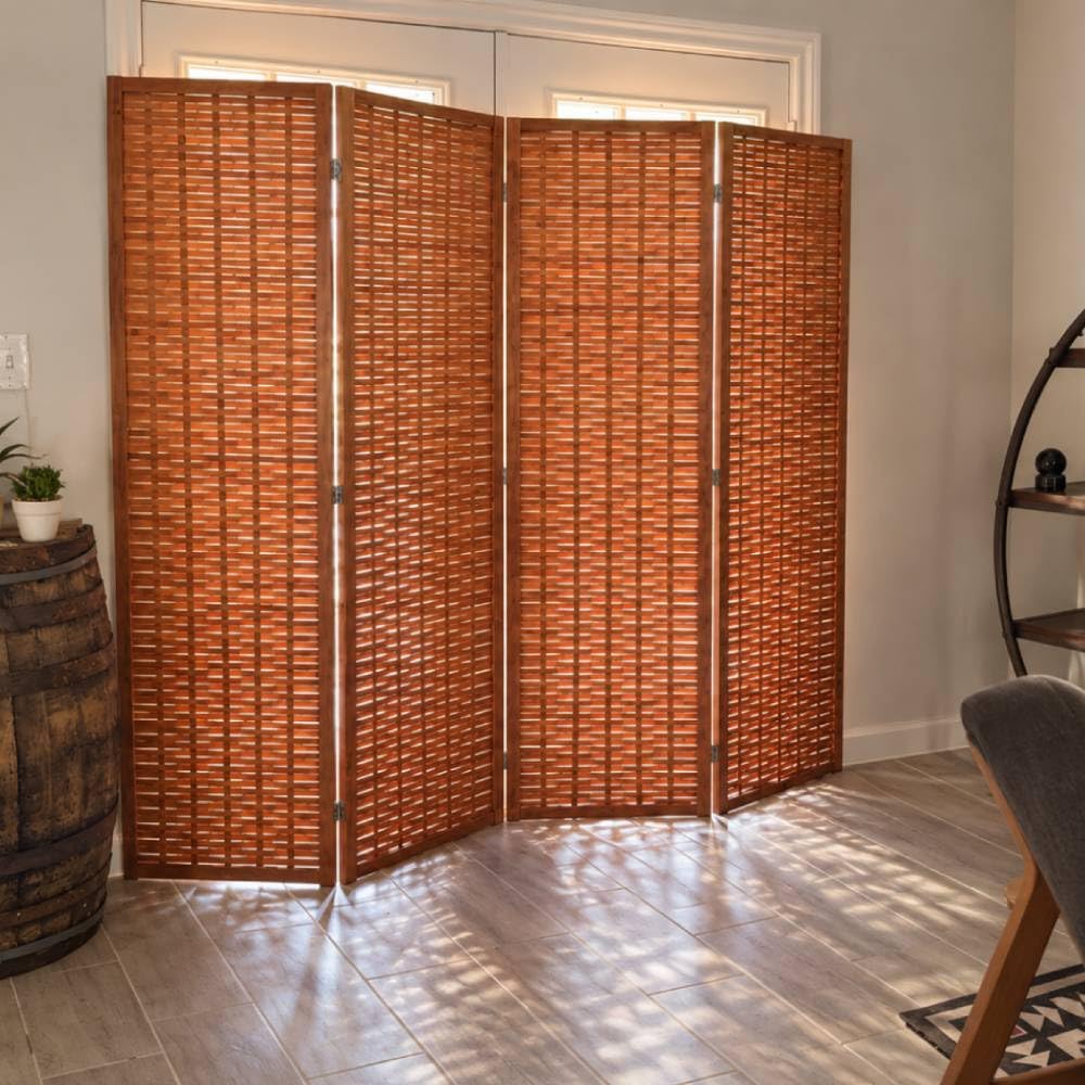 Bamboo Room Divider, 5-Panel Folding Privacy Screen, 6ft Tall