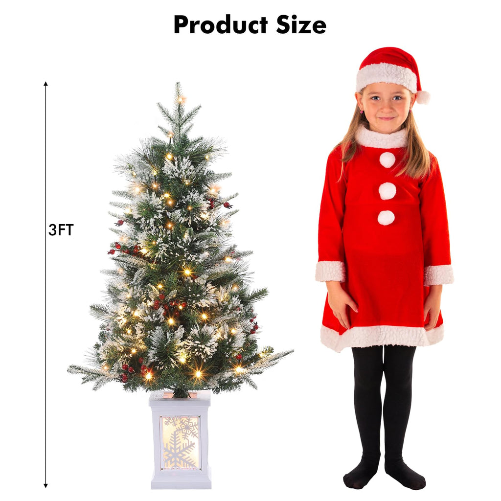 3ft Pre-Lit Artificial Mini Christmas Tree Set of 2, 78 LED Lights