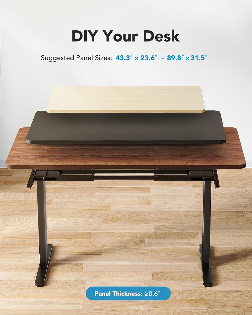 Dual Motor Electric Standing Desk Frame, 265 lb Capacity, Black | T-Shaped Legs Fit Desktops Up To 90 X 31.5 Inches;