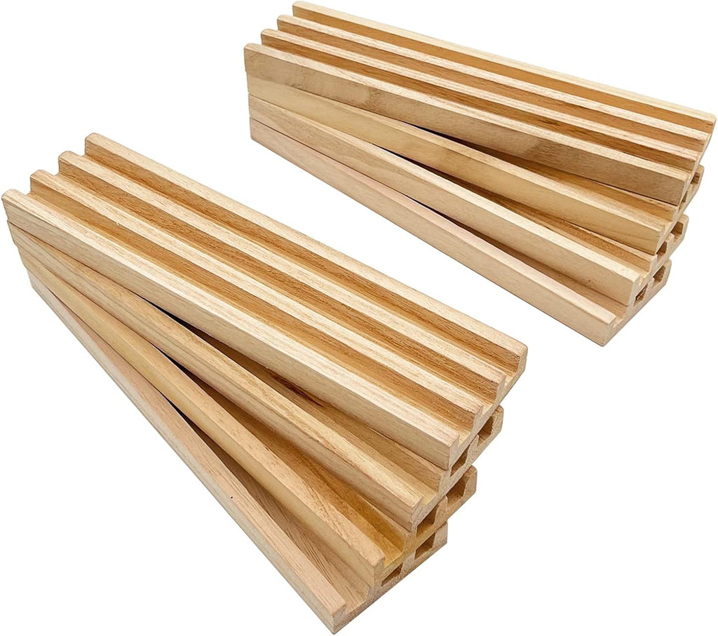 Wooden Domino Racks/Trays Natural Domino Trays Holders Organizer for Mexican Train Chickenfoot and Other - Set of 8