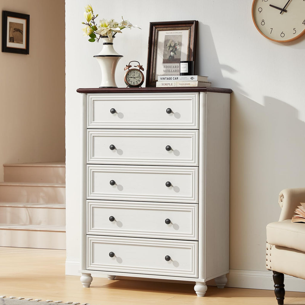 Farmhouse 5 Drawer, 45" Tall Chest of Drawers