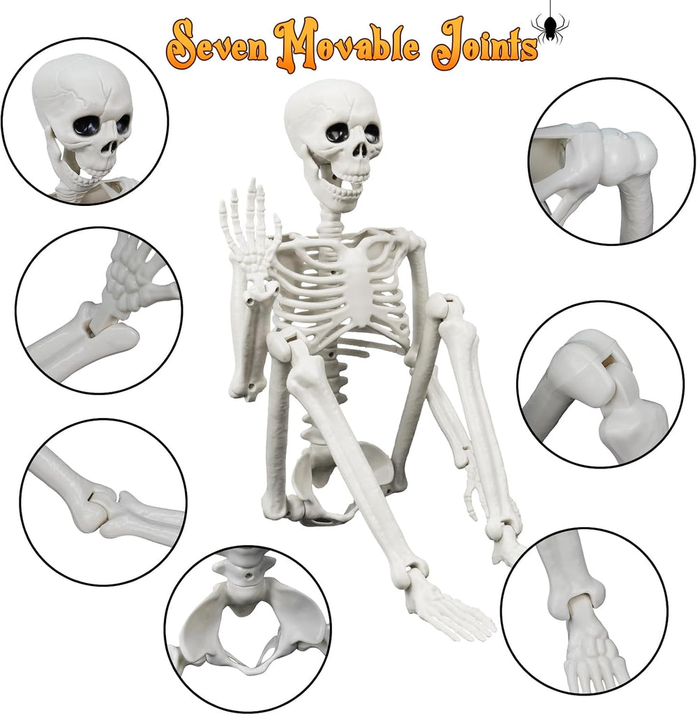 Lighted Human & Dog Skeleton Halloween Decorations Outdoor/Indoor - 36 Inch Realistic Full Body Movable Posable