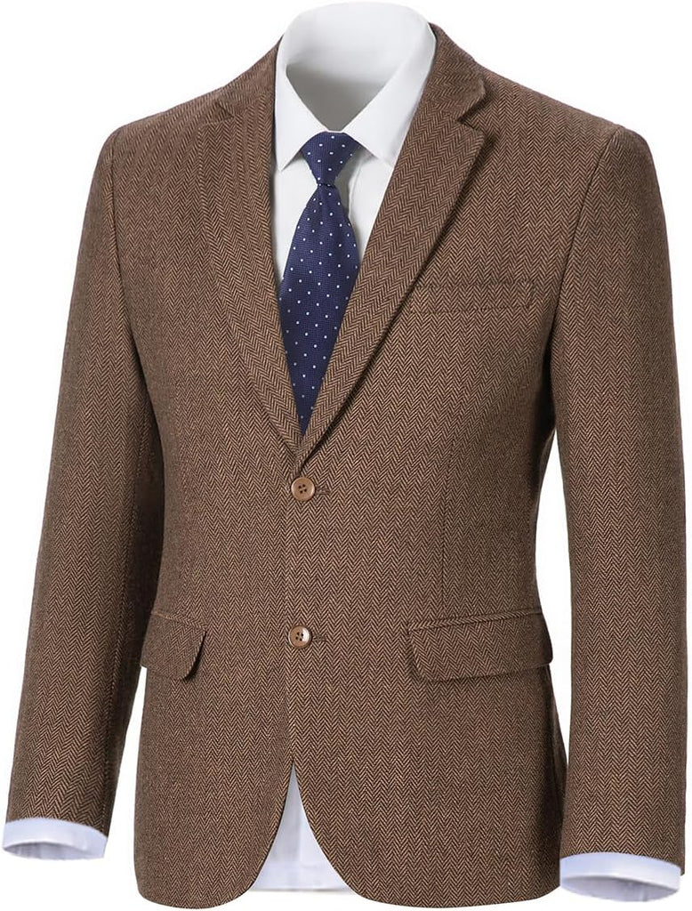 Boys Blazer Retro Herringbone Sport Coat Classic Wedding Casual Jacket