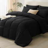 Queen Comforter Set Black - 7 Pieces Bed in a Bag Queen, All Season Soft Bedding Set