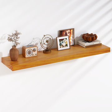 Floating Shelves, 9.3 Inch Deep Solid Pine Wood Wall Shelves for Storage, Rustic Wall Mounted Display Shelf with