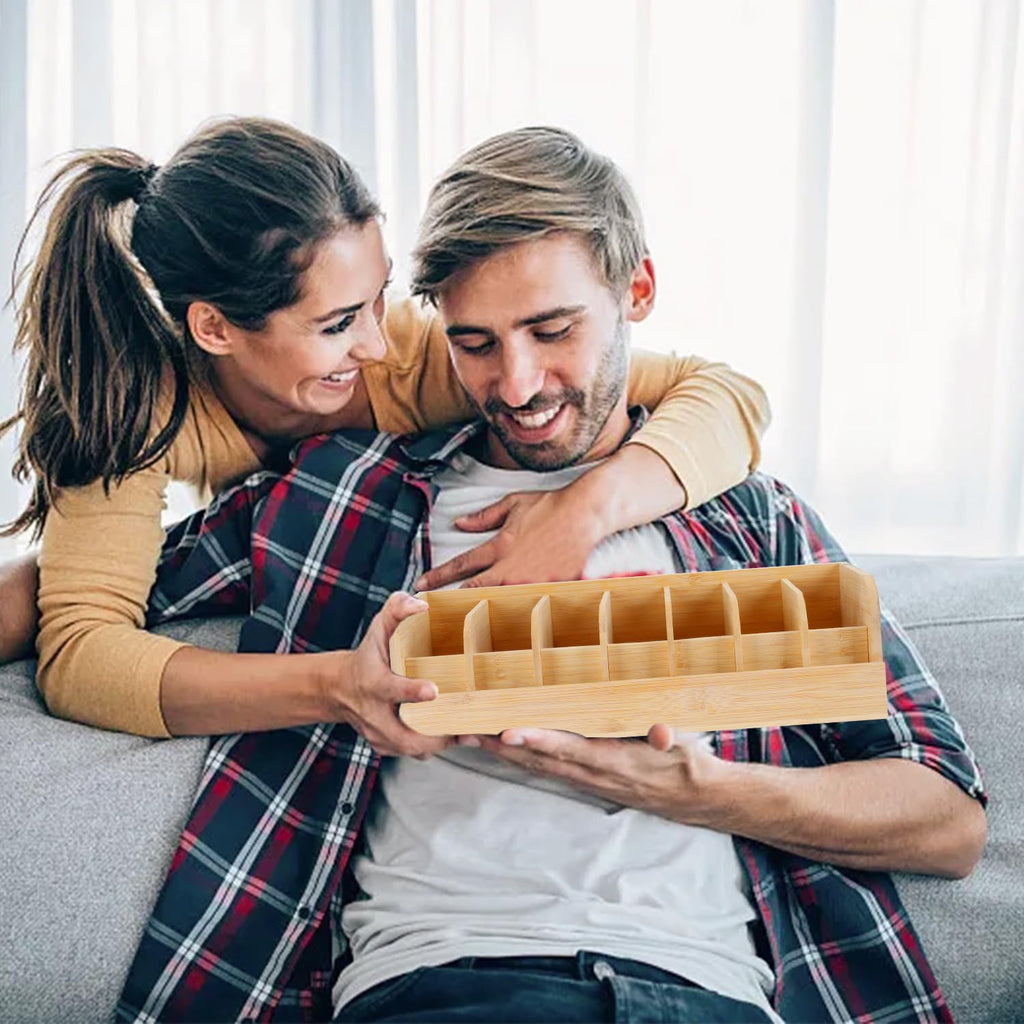 Belt Organizer, 7 Compartments Belt Organizer for Closet and Drawer, Bamboo Display Case for Tie and Belt, Belt